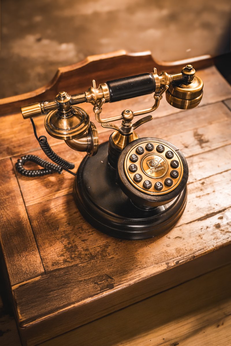 The restored Emerson rotary telephone used as the audio guestbook.