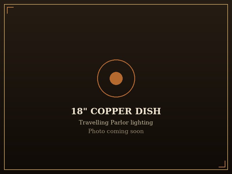 Placeholder — photo of the Travelling Parlor's 18-inch copper dish lighting fixture coming soon.